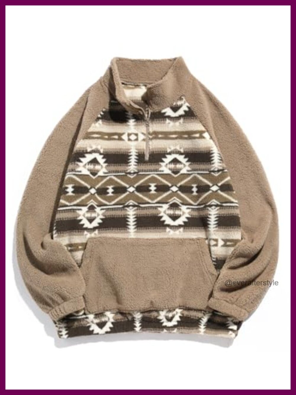 Men's Ethnic Aztec Printed Pullover Hoodie Loose Fit Fuzzy Fleece
